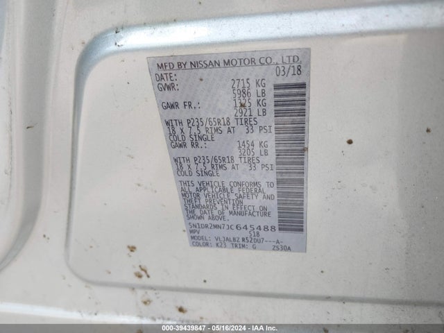 Nissan Pathfinder S 2018 5N1DR2MN7JC645488 Image 9