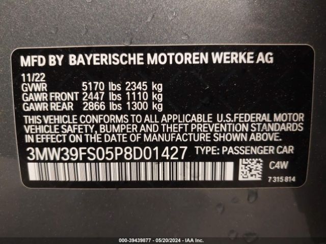 2023 BMW 3 SERIES 3MW39FS05P8D01427 Photo 8