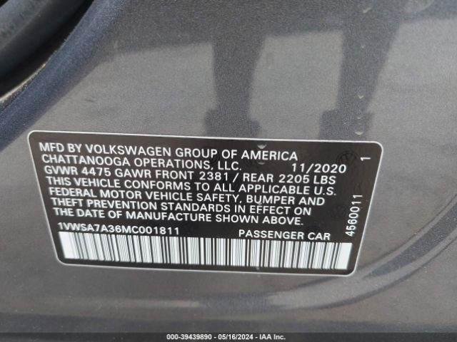 1VWSA7A36MC001811 Volkswagen Passat 2.0t Se