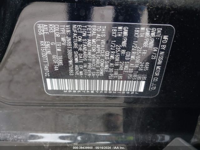 JN8BT3BB6PW476863 Nissan Rogue Sv Intelligent Awd