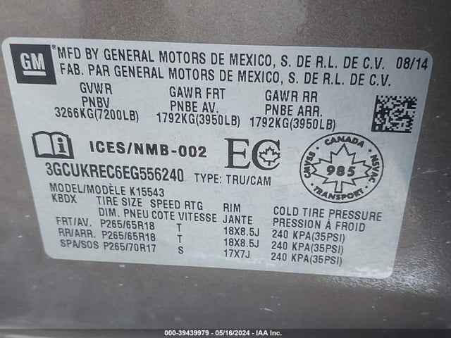 Chevrolet Silverado 1500 1lt/2lt 2014 3GCUKREC6EG556240 Image 9