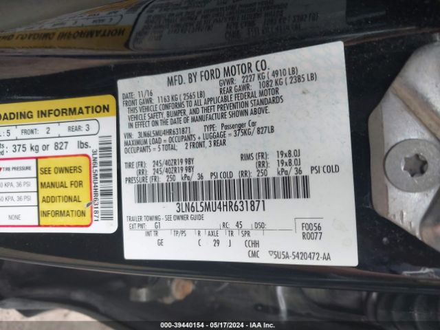 3LN6L5MU4HR631871 Lincoln Mkz Hybrid Reserve