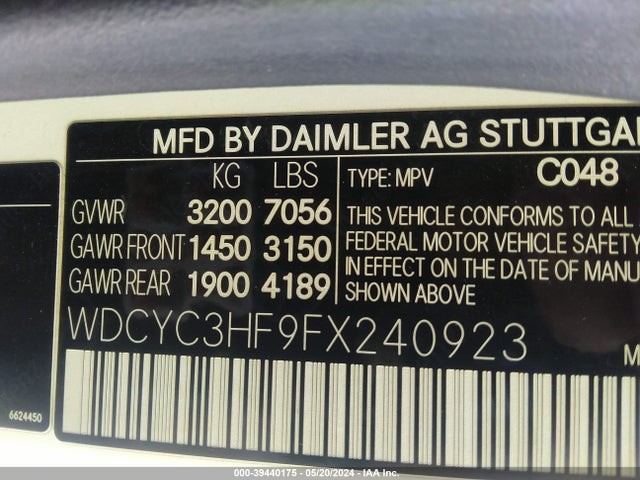 WDCYC3HF9FX240923 Mercedes-Benz G 550 4matic
