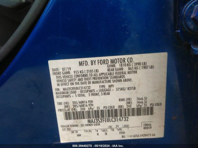 MAJ3S2FE0LC314732 Ford ECOSPORT S