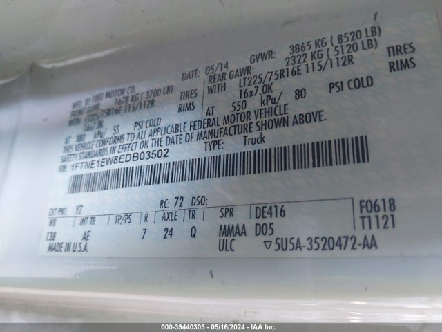Ford E-150 Commercial 2014 1FTNE1EW8EDB03502 Image 9