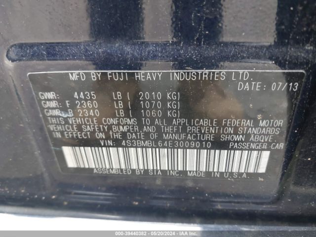 4S3BMBL64E3009010 Subaru Legacy 2.5i Limited