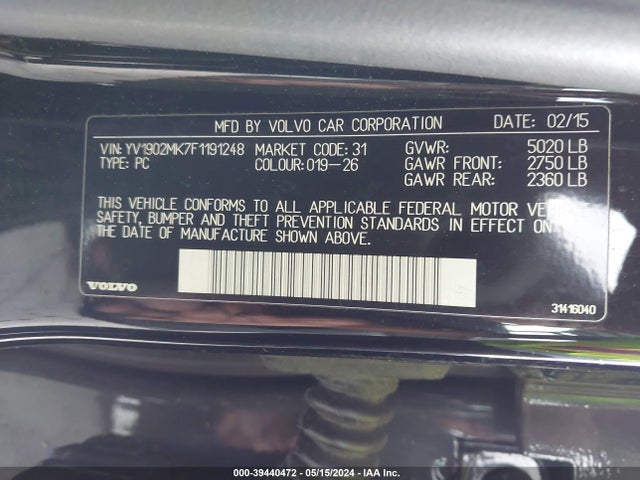 Volvo S80 T6 2015 YV1902MK7F1191248 Image 9