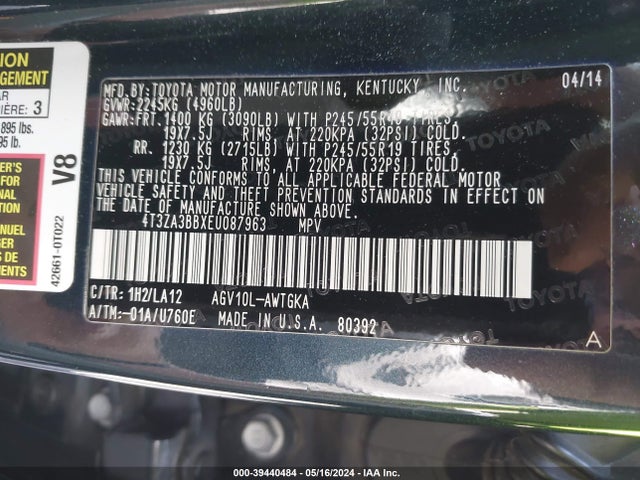 Toyota Venza Xle 2014 4T3ZA3BBXEU087963 Image 9