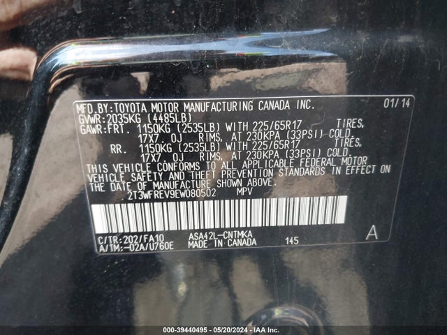 Toyota Rav4 Xle 2014 2T3WFREV9EW080502 Image 9