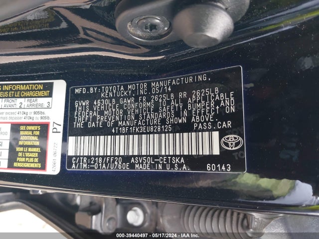Toyota CAMRY SE 2014 4T1BF1FK3EU828125 Image 9