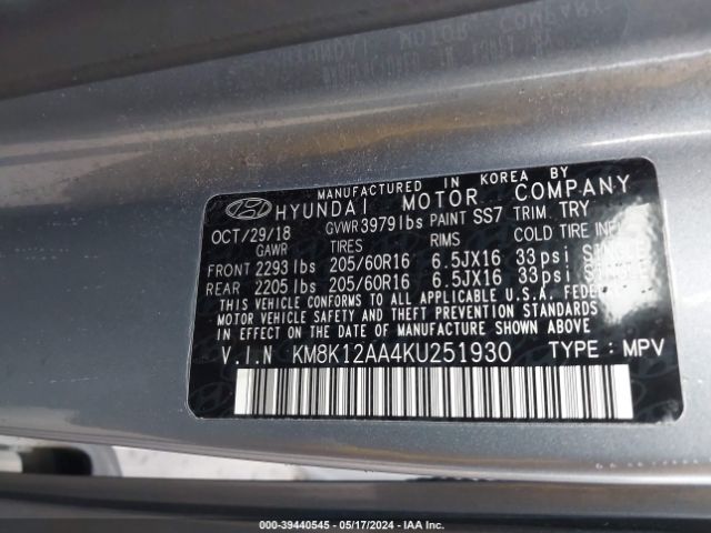 KM8K12AA4KU251930 Hyundai Kona Se