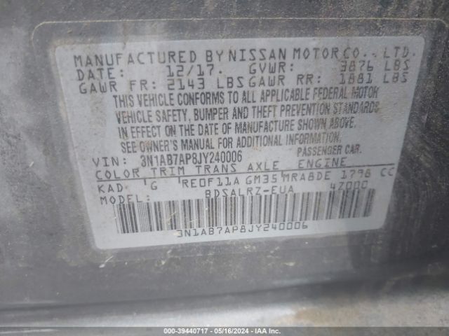 3N1AB7AP8JY240006 Nissan SENTRA SR