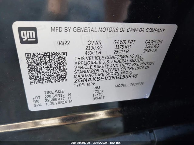 Chevrolet Equinox Awd Ls 2022 2GNAXSEV3N6153946 Image 9