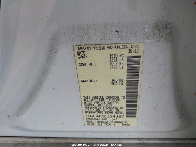 Nissan Altima 2.5 Sl 2014 1N4AL3AP3EC154397 Image 9