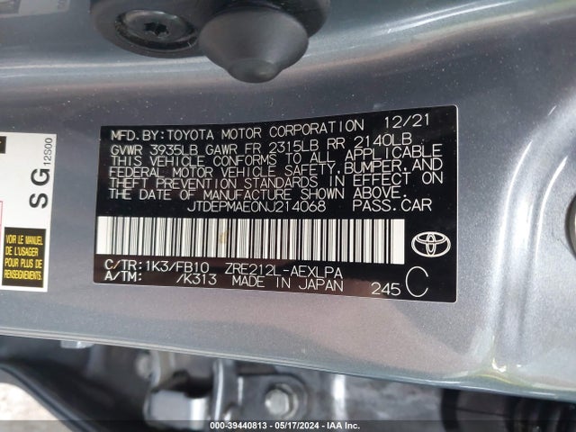 Toyota COROLLA LE 2022 JTDEPMAE0NJ214068 Image 9