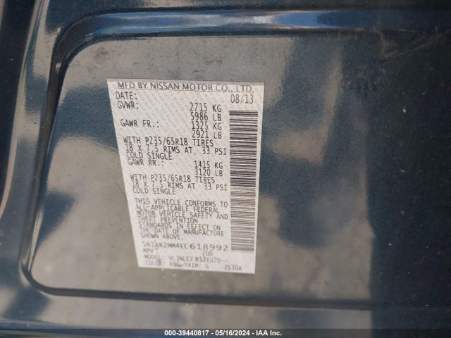 Nissan Pathfinder Sv 2014 5N1AR2MM4EC618992 Image 9