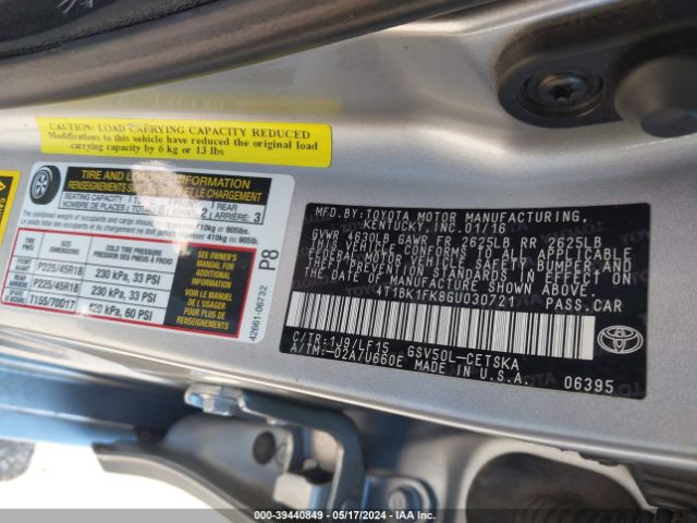 4T1BK1FK8GU030721 Toyota Camry Xse V6