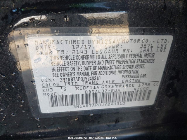 Nissan SENTRA S 2018 3N1AB7AP0JY240310 Image 9