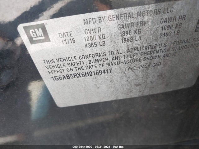 1G6AB5RX6H0169417 Cadillac ATS LUXURY