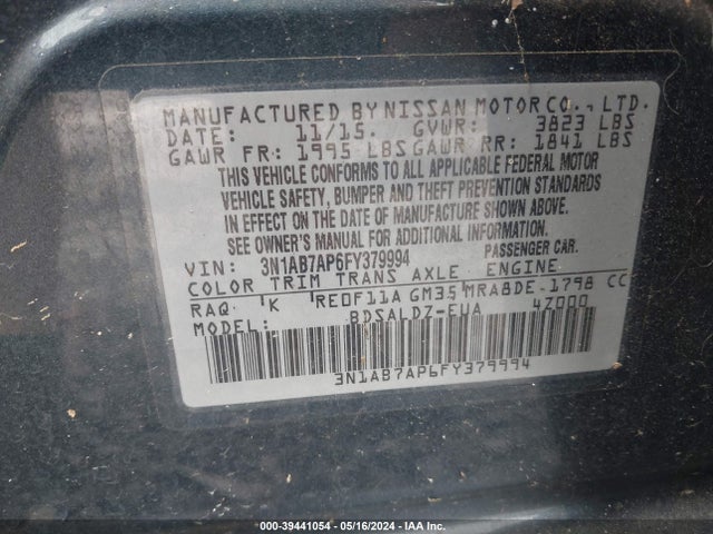 Nissan SENTRA SV 2015 3N1AB7AP6FY379994 Image 9