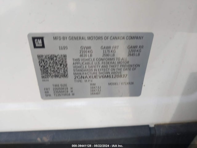 Chevrolet Equinox Awd Lt 2021 2GNAXUEV6M6120837 Image 9