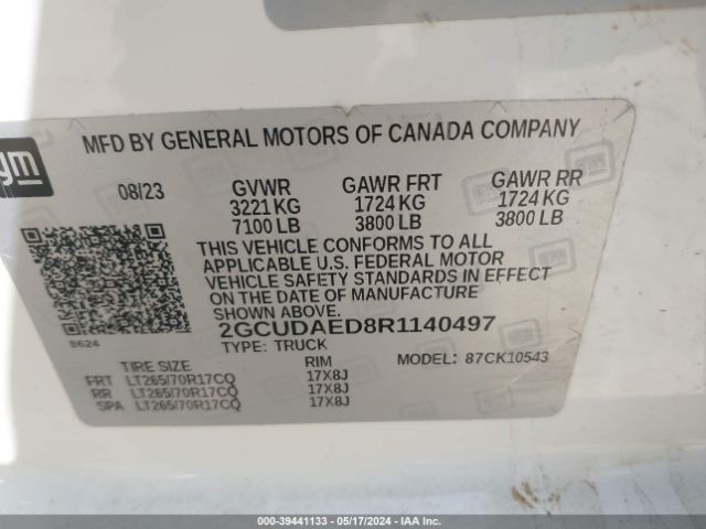 2GCUDAED8R1140497 Chevrolet Silverado 1500 4wd  Short Bed Wt