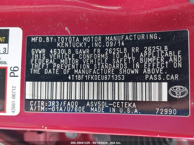 Toyota CAMRY L 2014 4T1BF1FK0EU871353 Image 9