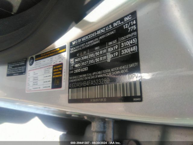 4JGDA5HB4FA523280 Mercedes-Benz Ml 350 4matic