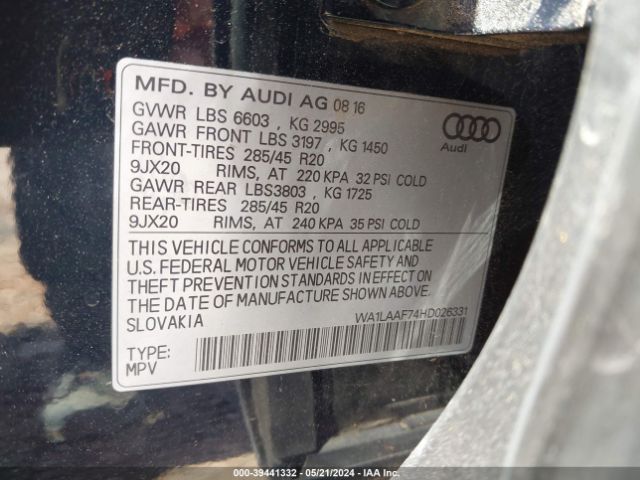 WA1LAAF74HD026331 Audi Q7 3.0t Premium