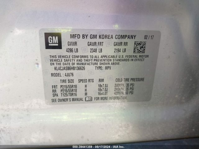 KL4CJASB6HB136626 Buick Encore Preferred