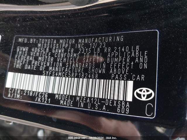Toyota COROLLA SE 2024 5YFS4MCE5RP182468 Image 9