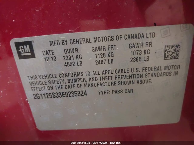 Chevrolet Impala 2lt 2014 2G1125S33E9235324 Image 9
