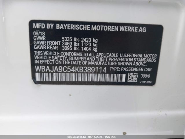 WBAJA9C54KB389114 BMW 530e Iperformance