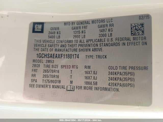 Chevrolet Colorado Wt 2015 1GCHSAEAXF1180174 Image 9