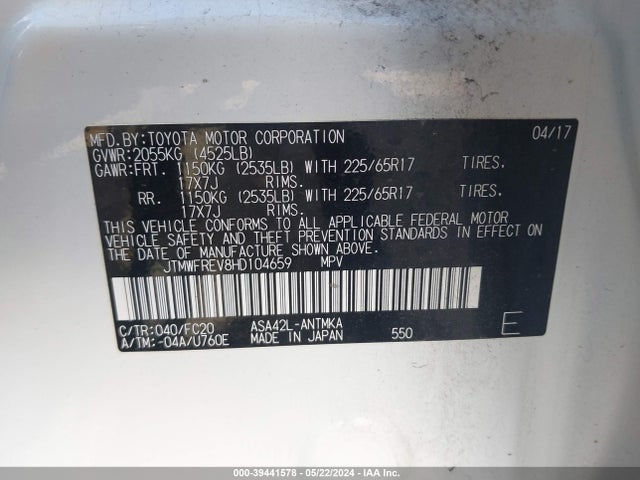 Toyota Rav4 Xle 2017 JTMWFREV8HD104659 Image 9