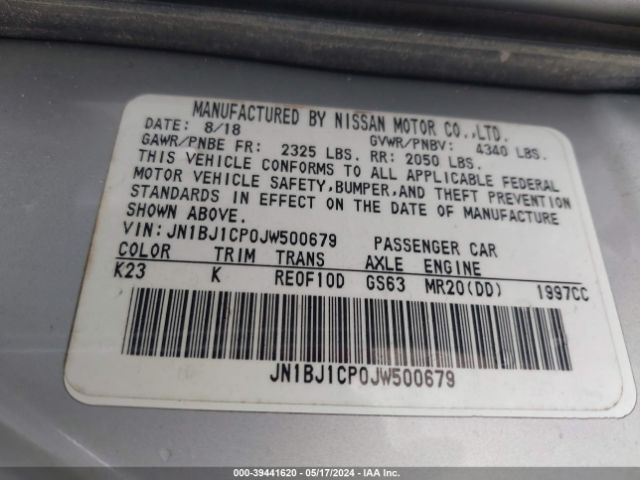 JN1BJ1CP0JW500679 Nissan Rogue Sport Sv