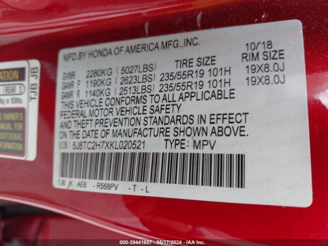 5J8TC2H7XKL020521 Acura Rdx Advance Package