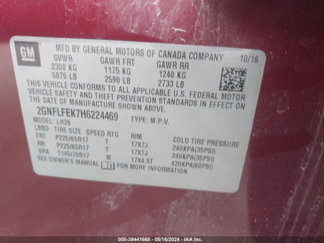 2GNFLFEK7H6224469 Chevrolet EQUINOX LT