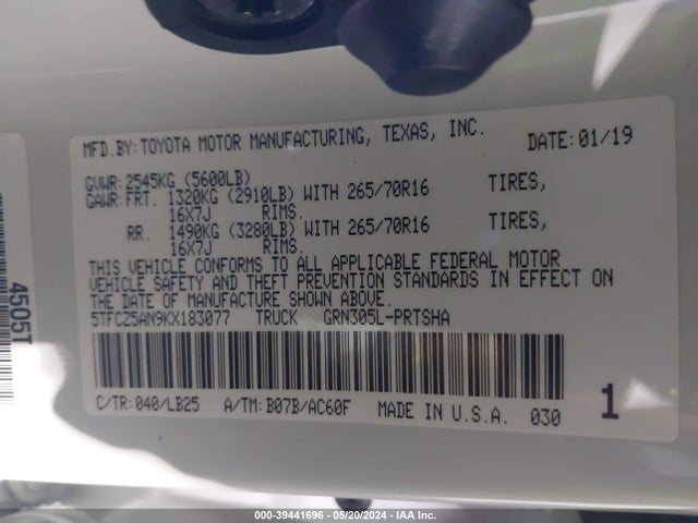Toyota Tacoma Trd Pro 2019 5TFCZ5AN9KX183077 Image 9