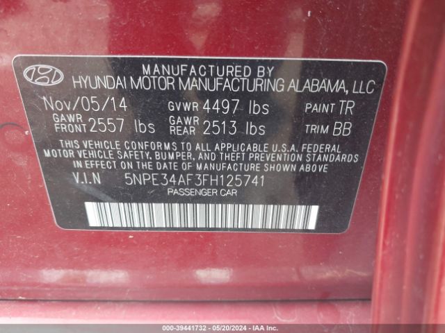 5NPE34AF3FH125741 Hyundai Sonata Sport