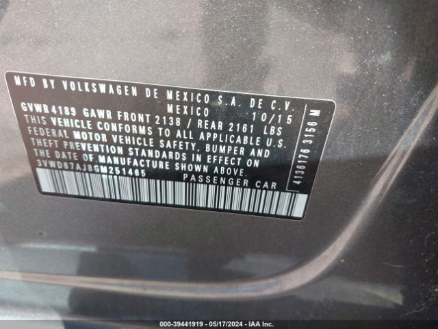 3VWD67AJ8GM251465 Volkswagen Jetta 1.4t Se