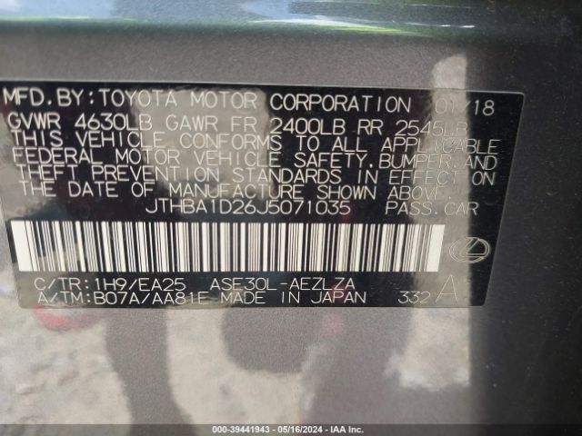 JTHBA1D26J5071035 Lexus IS 300