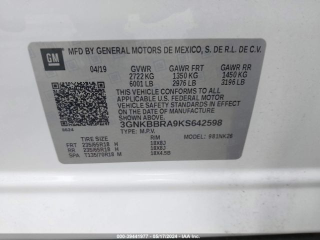 3GNKBBRA9KS642598 Chevrolet Blazer