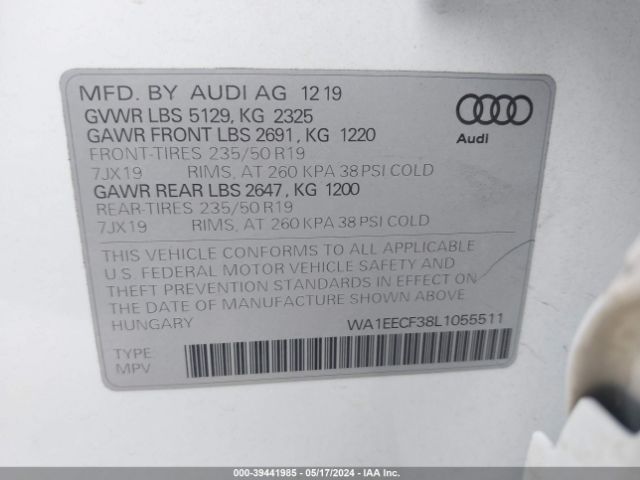 WA1EECF38L1055511 Audi Q3 Premium Plus 45 Tfsi S Line Quattro Tiptronic