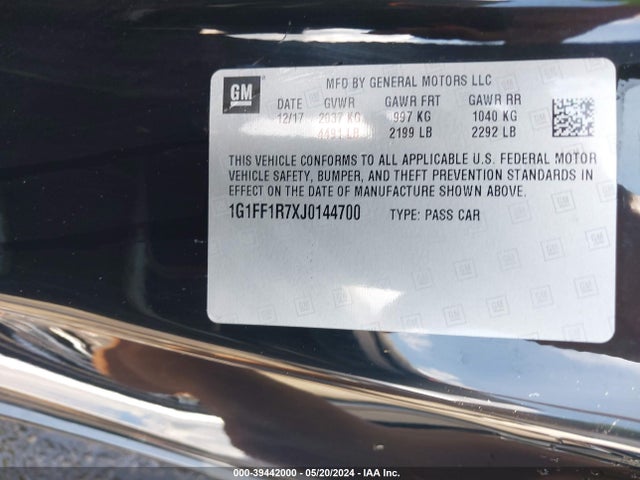 Chevrolet Camaro 1ss 2018 1G1FF1R7XJ0144700 Image 9