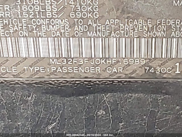 ML32F3FJ0KHF16989 Mitsubishi Mirage G4 Es