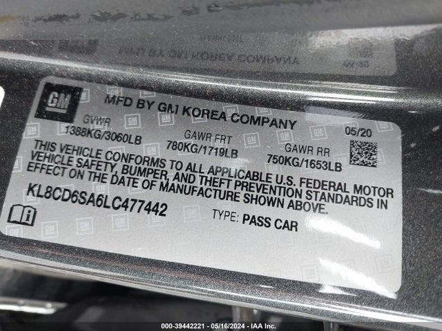Chevrolet Spark Fwd 1lt Automatic 2020 KL8CD6SA6LC477442 Image 9