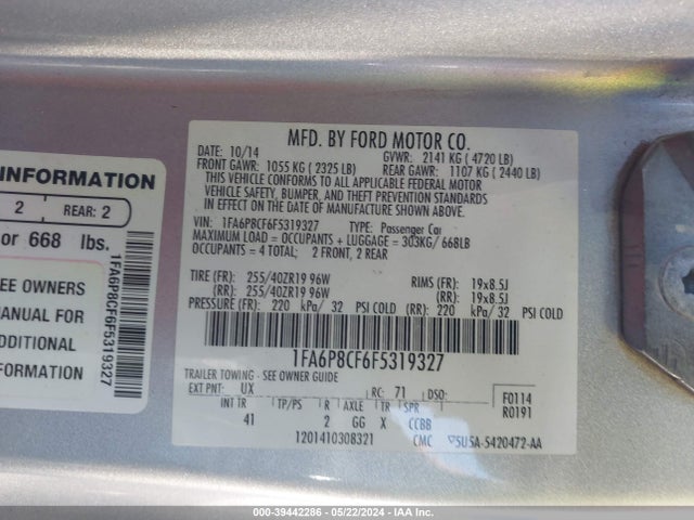 Ford Mustang Gt Premium 2015 1FA6P8CF6F5319327 Image 9