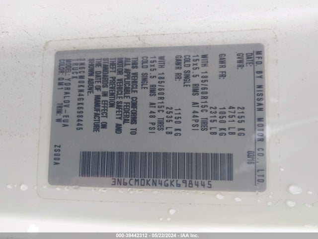 Nissan Nv200 S 2016 3N6CM0KN4GK698445 Image 9