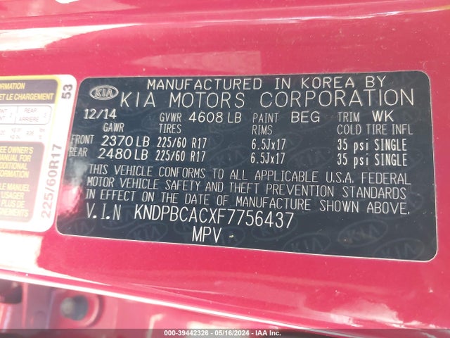 KIA Sportage Lx 2015 KNDPBCACXF7756437 Image 9